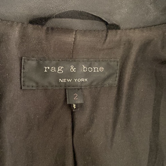 RAG & Bone 💯 Wool Leather Black Blazer Size 2 - Picture 10 of 14